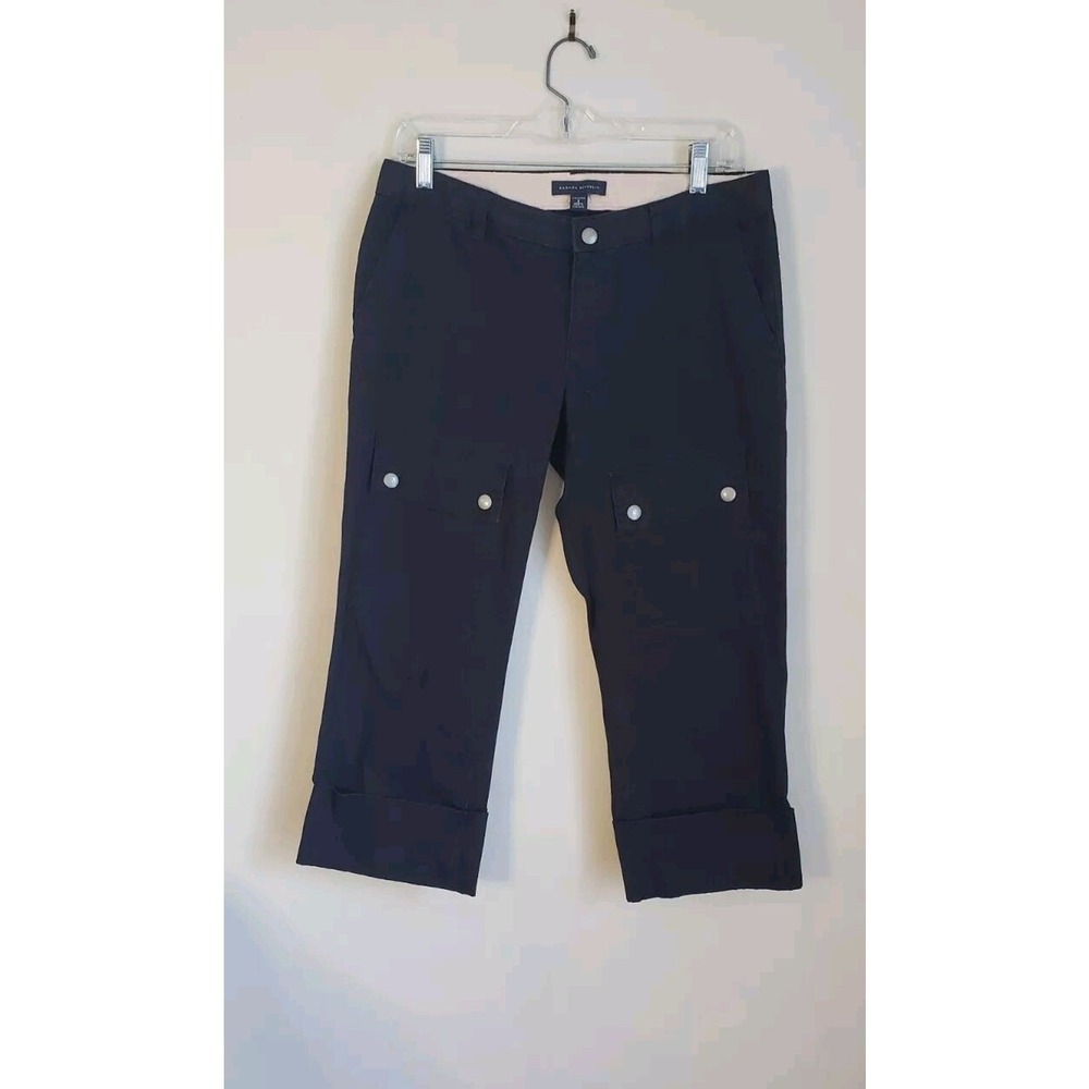 Vintage Women's Banana Republic Crop Cuff Stretch Black Cargo Pants Jeans Size 8